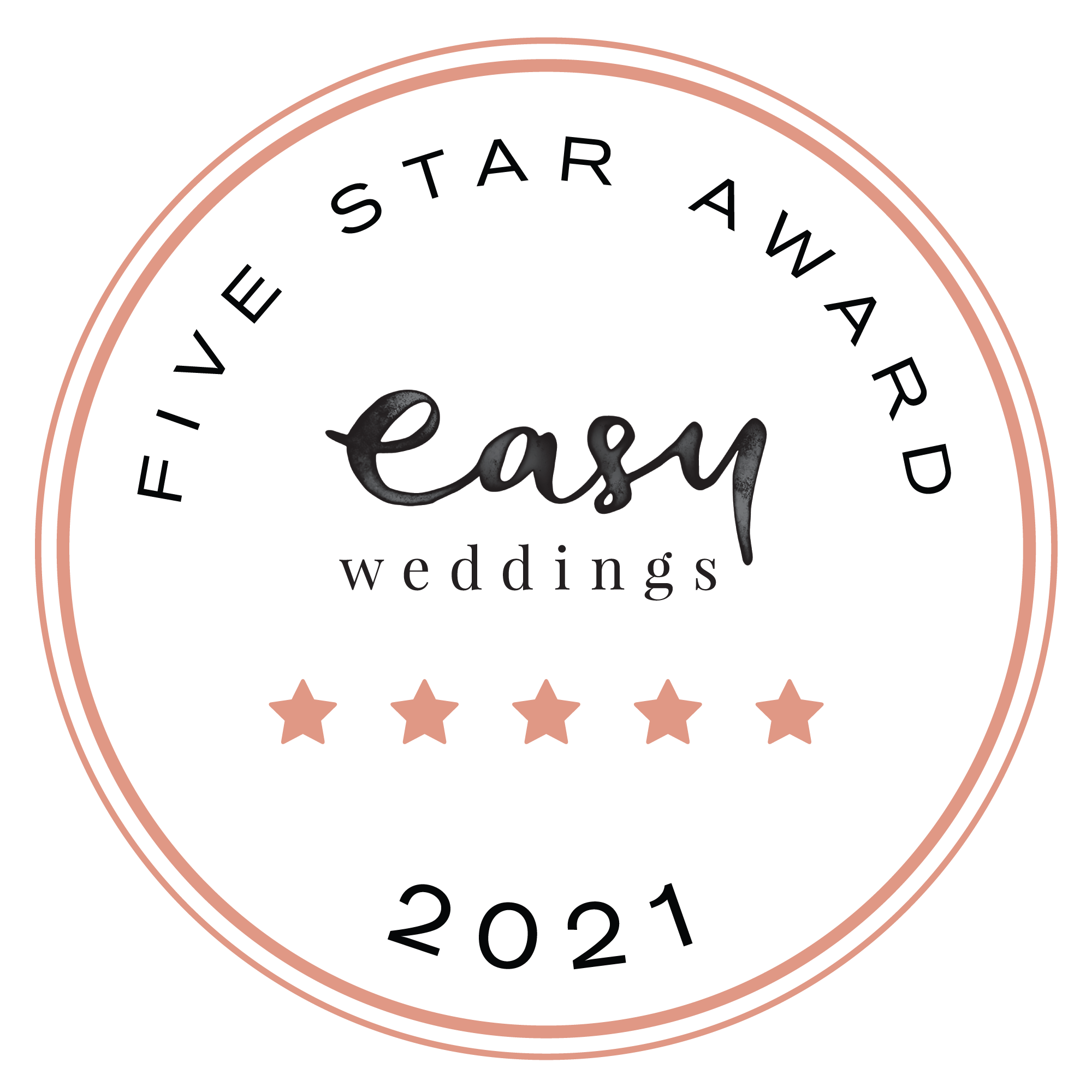 Easy Weddings Five Star Award 2021
